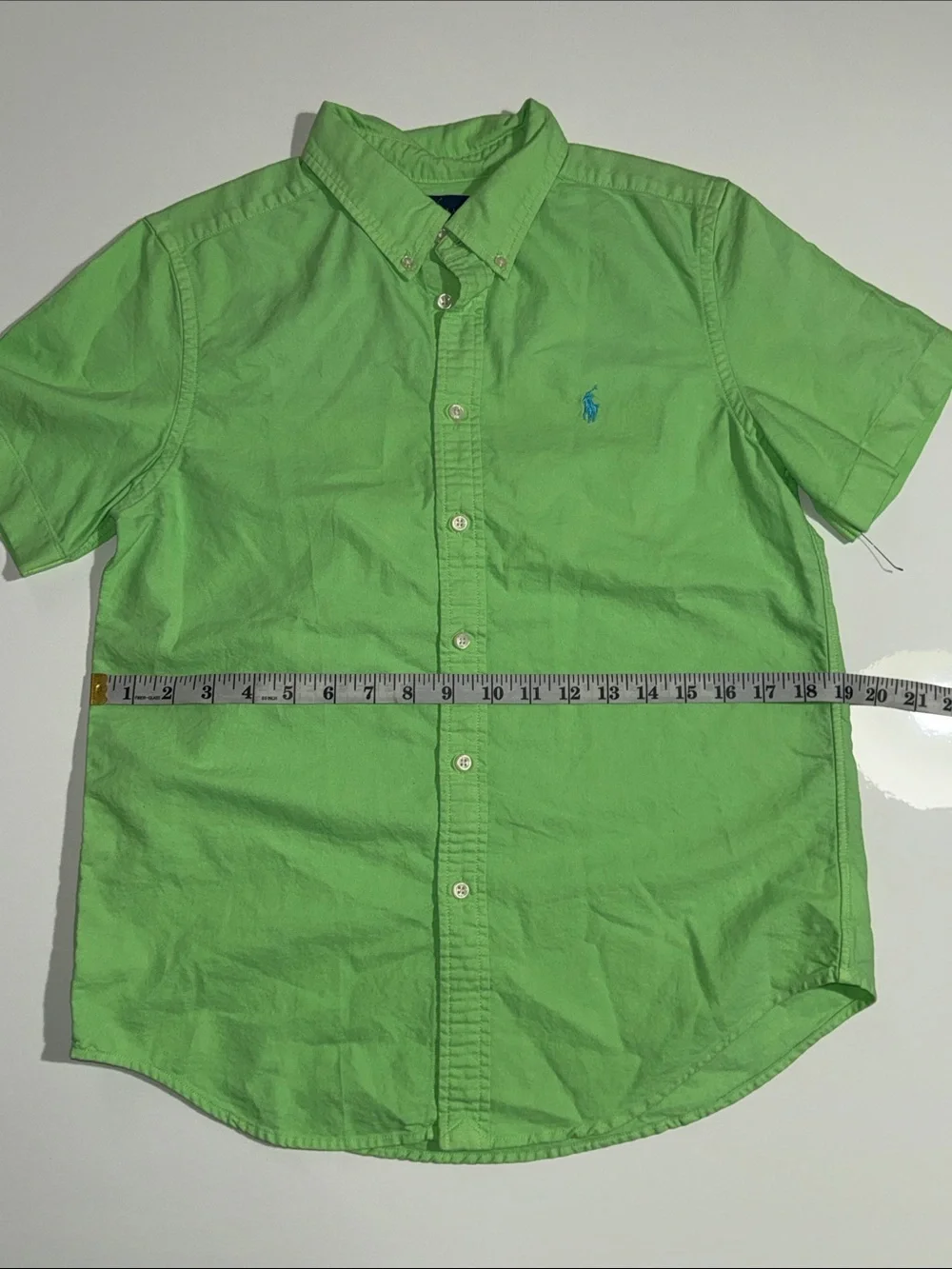 VINTAGE | Ralph Lauren Lime Short Sleeve Button Down Shirt Sz L (14-16)